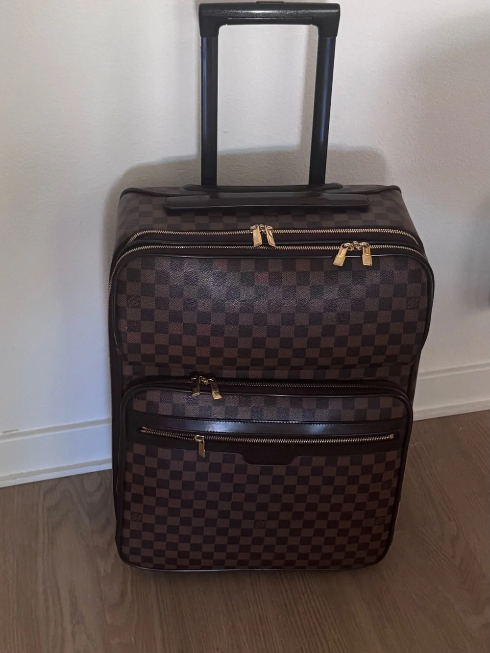 Louis Vuitton Brown Damier Checkered Travel Backpack with Gold Hardware